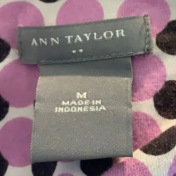 💗 Ann Taylor Pink, Black & White Dotted Tank – Wide Pleated Straps, Size Medium - Picture 4 of 4